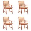 vidaXL Chaises &agrave; manger d'ext&eacute;rieur lot de 4 et coussins Acacia massif
