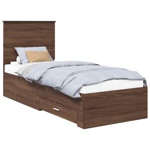 vidaXL Cadre de lit avec tiroir Ch&ecirc;ne Marron et Argent 70 x 190 cm