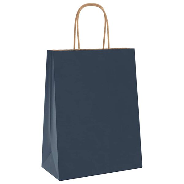 vidaXL Sacs en papier 50 pcs avec poign&eacute;es bleu 21x11x28 cm
