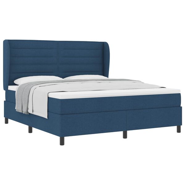 vidaXL Lit &agrave; ressorts avec matelas Bleu 180 x 200 cm tissu