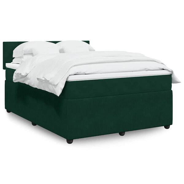 vidaXL Sommier &agrave; lattes de lit et matelas Vert fonc&eacute; 140x200cm Velours