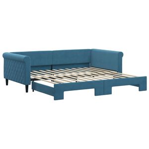 vidaXL Lit de jour avec gigogne sans matelas bleu 100x200 cm