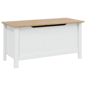 vidaXL Bo&icirc;te de rangement Hill Blanc et marron miel 90 x 40 x 45 cm