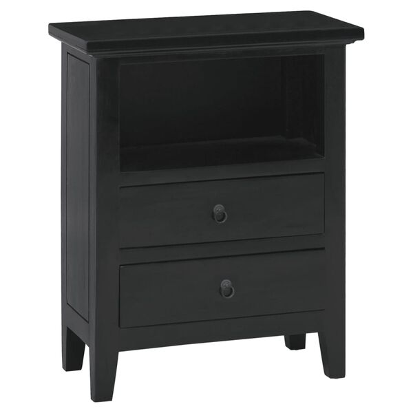 vidaXL Table de chevet noir 60x30x75 cm bois d'acajou massif