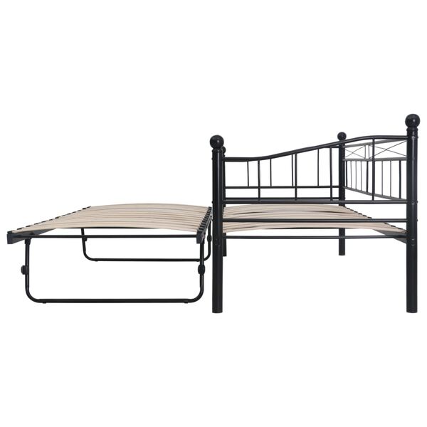 vidaXL Cadre de lit Noir Acier 180x200/90x200 cm