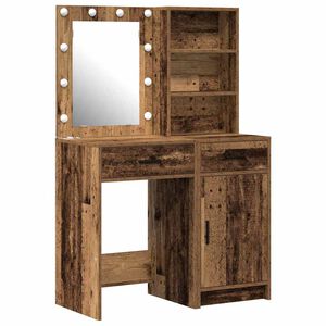 vidaXL Ensemble de table de maquillage avec LED 2 pc Bois ancien