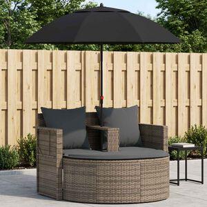 vidaXL Canap&eacute; de jardin 2 places avec coussins et parasol Gris
