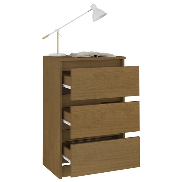 vidaXL Table de chevet Marron miel 40x29,5x64 cm Bois de pin solide