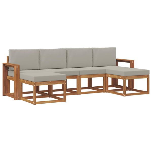 vidaXL Ensemble de canap&eacute;s d'ext&eacute;rieur 6 pcs Gris Naturel et Clair