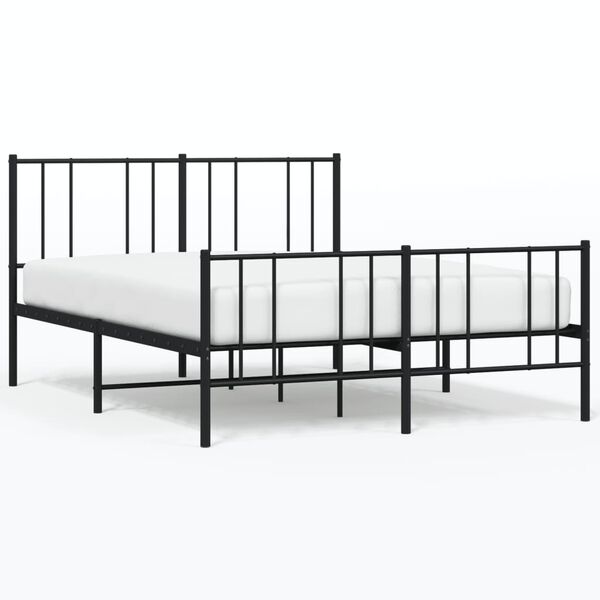 vidaXL Cadre de lit m&eacute;tal sans matelas avec pied de lit noir 140x190cm