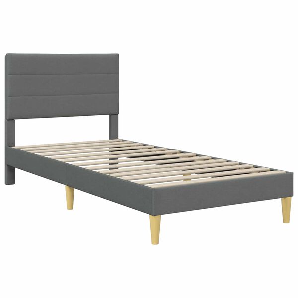 vidaXL Cadre de lit Gris fonc&eacute; 90 x 190 cm Polyester