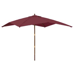 vidaXL Parasol de jardin avec m&acirc;t en bois rouge bordeaux 300x300x273cm