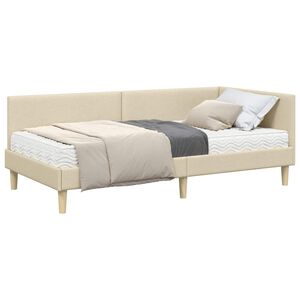 vidaXL Cadre de lit d'angle avec matelas Autre 2 pcs Cr&egrave;me tissu