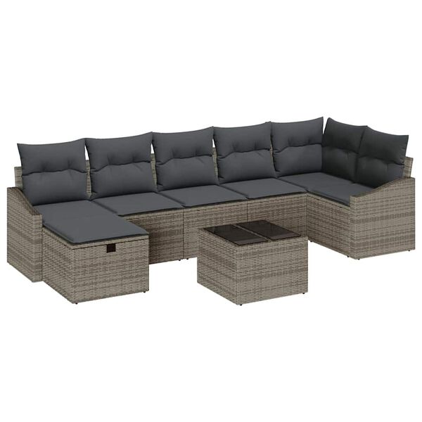 vidaXL Ensemble de canapé de jardin 8 pcs Gris 55 x 62 x 69 cm