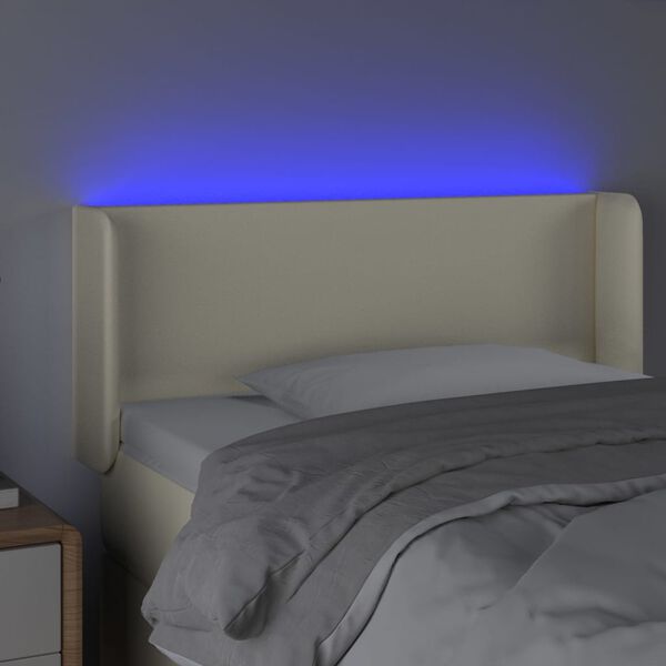 vidaXL T&ecirc;te de lit &agrave; LED Cr&egrave;me 83x16x78/88 cm Similicuir