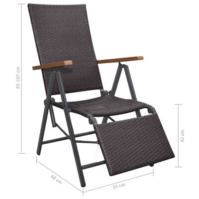 vidaXL Chaise inclinable de terrasse résine tressée marron