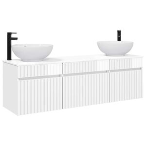 vidaXL Ensemble d'armoire de salle de bain 3 pc Blanc brillant
