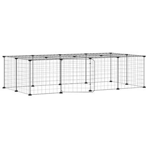 vidaXL Cage animaux de compagnie &agrave; 20 panneaux et porte Noir 140x70x35 cm