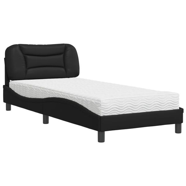 vidaXL Lit avec matelas Hvar noir 90x200 cm similicuir