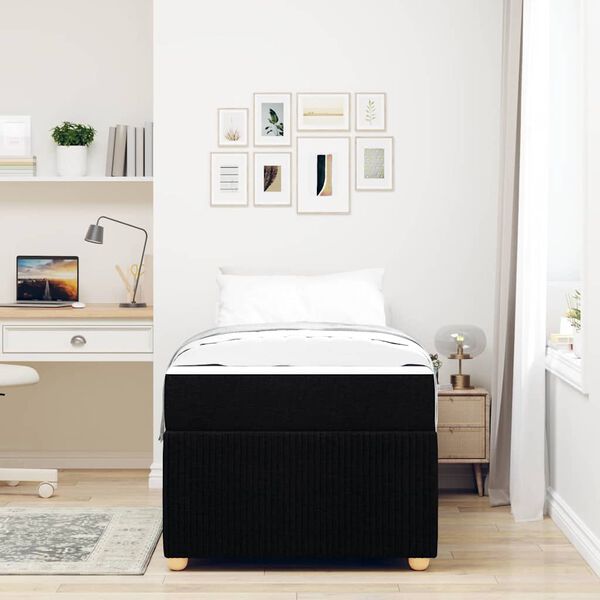 vidaXL Cadre de lit avec matelas Noir 90 x 200 cm tissu