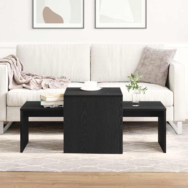 vidaXL Tables gigognes Ch&ecirc;ne noir 100 x 48 x 40 cm Bois d'ing&eacute;nierie
