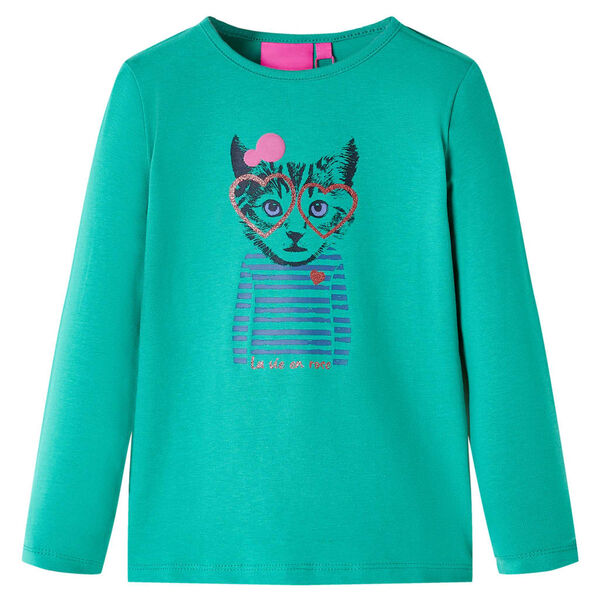 T-shirt pour enfants &agrave; manches longues vert vif 92
