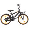 vidaXL V&eacute;lo d'enfant avec porte-bagages avant 18 pouces Noir et orange