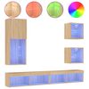 vidaXL Unit&eacute;s murales TV avec LED 5 pcs ch&ecirc;ne sonoma bois d'ing&eacute;nierie
