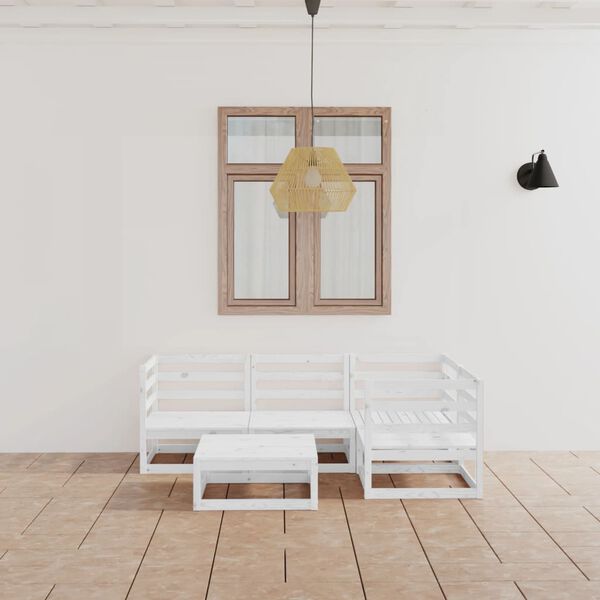 vidaXL Salon de jardin 5 pcs Blanc Bois de pin massif