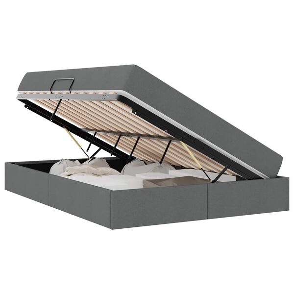 vidaXL Lit avec rangement et matelas Gris fonc&eacute; 140 x 190 cm Polyester