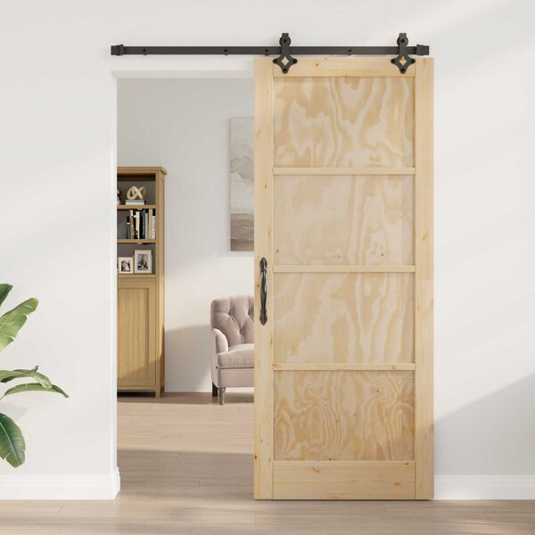 vidaXL Kit de Porte Coulissante ORKDAL Naturel et noir 86 x 211 cm