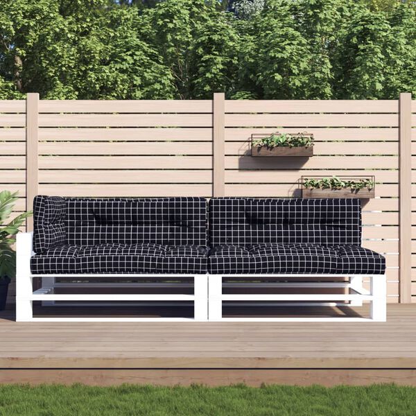 vidaXL Coussins de palette lot de 5 motif &agrave; carreaux noir tissu