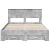 vidaXL Cadre de lit Gris b&eacute;ton 135 x 190 cm Bois d'ing&eacute;nierie