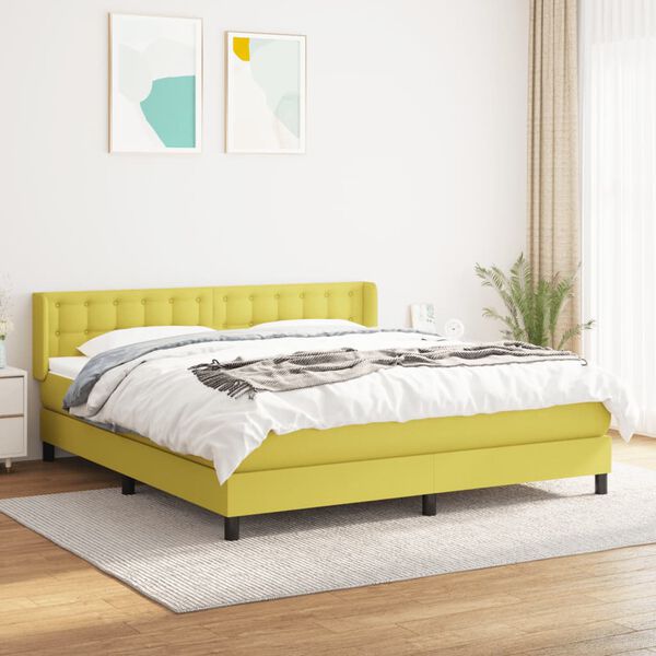 vidaXL Sommier &agrave; lattes de lit avec matelas Vert 180x200 cm Tissu
