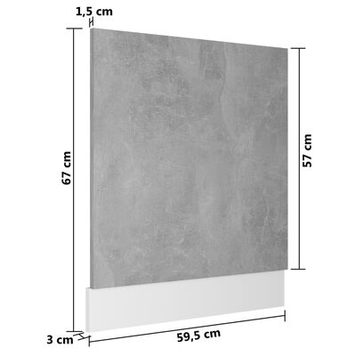 vidaXL Panneau de lave-vaisselle Gris béton 59,5x3x67 cm Aggloméré