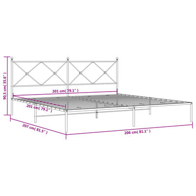 vidaXL Cadre de lit métal sans matelas avec tête de lit noir 200x200cm