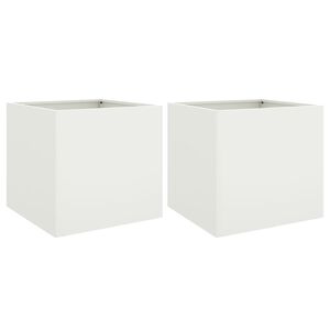 vidaXL Jardini&egrave;res 2 pcs blanc 49x47x46 cm acier