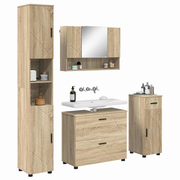 vidaXL Ensemble de mobilier de salle de bain 5 pcs Ch&ecirc;ne Sonoma