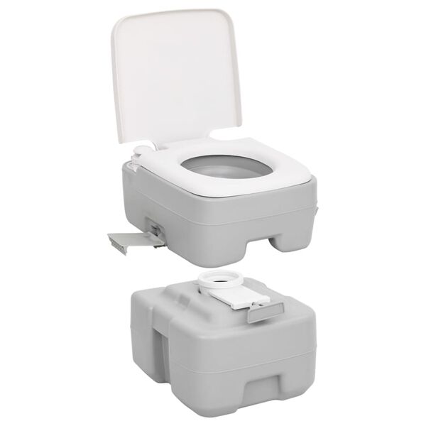 vidaXL Toilette de camping portable gris et blanc 20+10 L PEHD