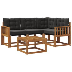 vidaXL Ensemble de canap&eacute;s d'ext&eacute;rieur 5 pc Naturel et Noir