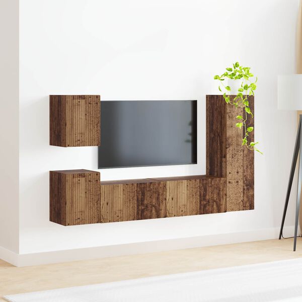 vidaXL Ensemble meuble TV 4 pcs Bois ancien Bois d'ing&eacute;nierie