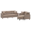 vidaXL Ensemble de canap&eacute;s 3 pcs avec coussins Taupe Tissu microfibre