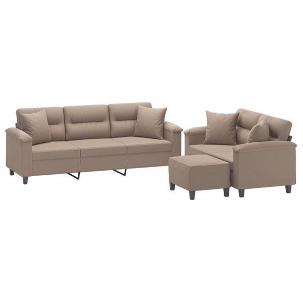 vidaXL Ensemble de canap&eacute;s 3 pcs avec coussins Taupe Tissu microfibre
