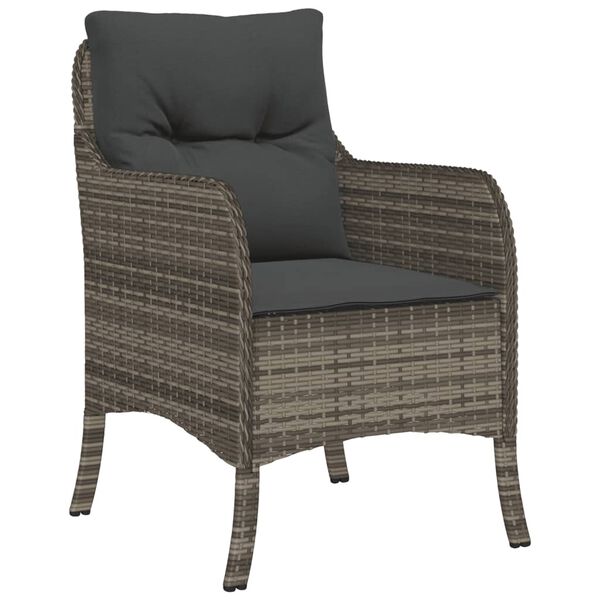 vidaXL Ensemble &agrave; manger de jardin 9 pcs coussins gris r&eacute;sine tress&eacute;e