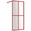 vidaXL Paroi de douche avec verre ESG transparent rouge 80x195 cm