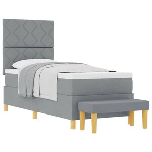 vidaXL Lit &agrave; ressorts avec matelas Gris clair 80 x 200 cm tissu