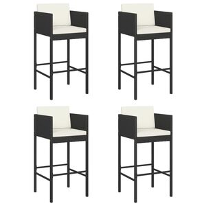 vidaXL Tabourets de bar lot de 4 avec coussins noir r&eacute;sine tress&eacute;e