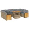 vidaXL Salon de jardin avec coussins 10pcs beige r&eacute;sine tress&eacute;e acacia