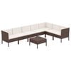 vidaXL Salon de jardin 8 pcs avec coussins r&eacute;sine tress&eacute;e marron