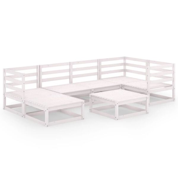 vidaXL Salon de jardin 7 pcs Blanc Bois de pin massif